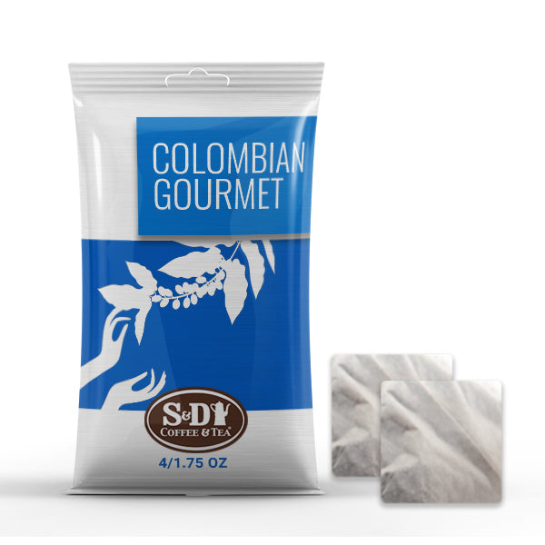 Colombian Gourmet Ground Coffee Filter Pack 4/1.75oz-Case (25ct)-S&D Coffee & Tea