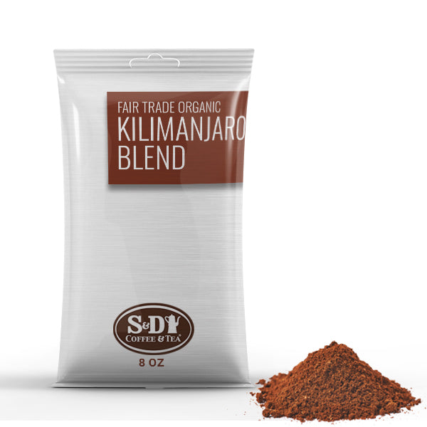 Fair Trade Organic Kilimanjaro Blend Ground Coffee Pack, 8oz-Case (22ct)-S&D Coffee & Tea